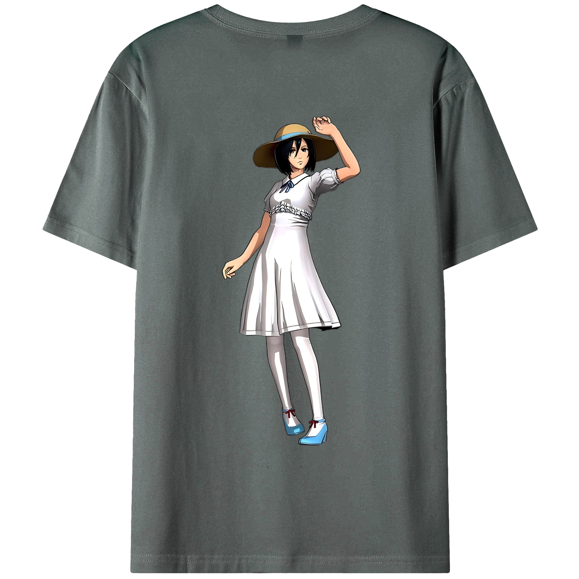 （画像用） 進撃の巨人 ミカサ·アッカーマン Attack on Titan Mikasa Ackerman 綿100％ メンズ半袖Tシャツ（バックプリント） 通気性